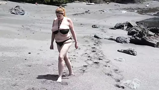 Big boobs on beach