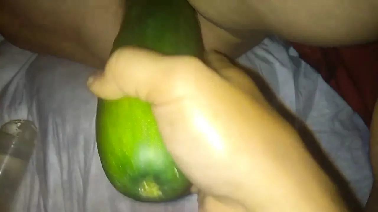 I fuck my wifes hot pussy with a huge cucumber
