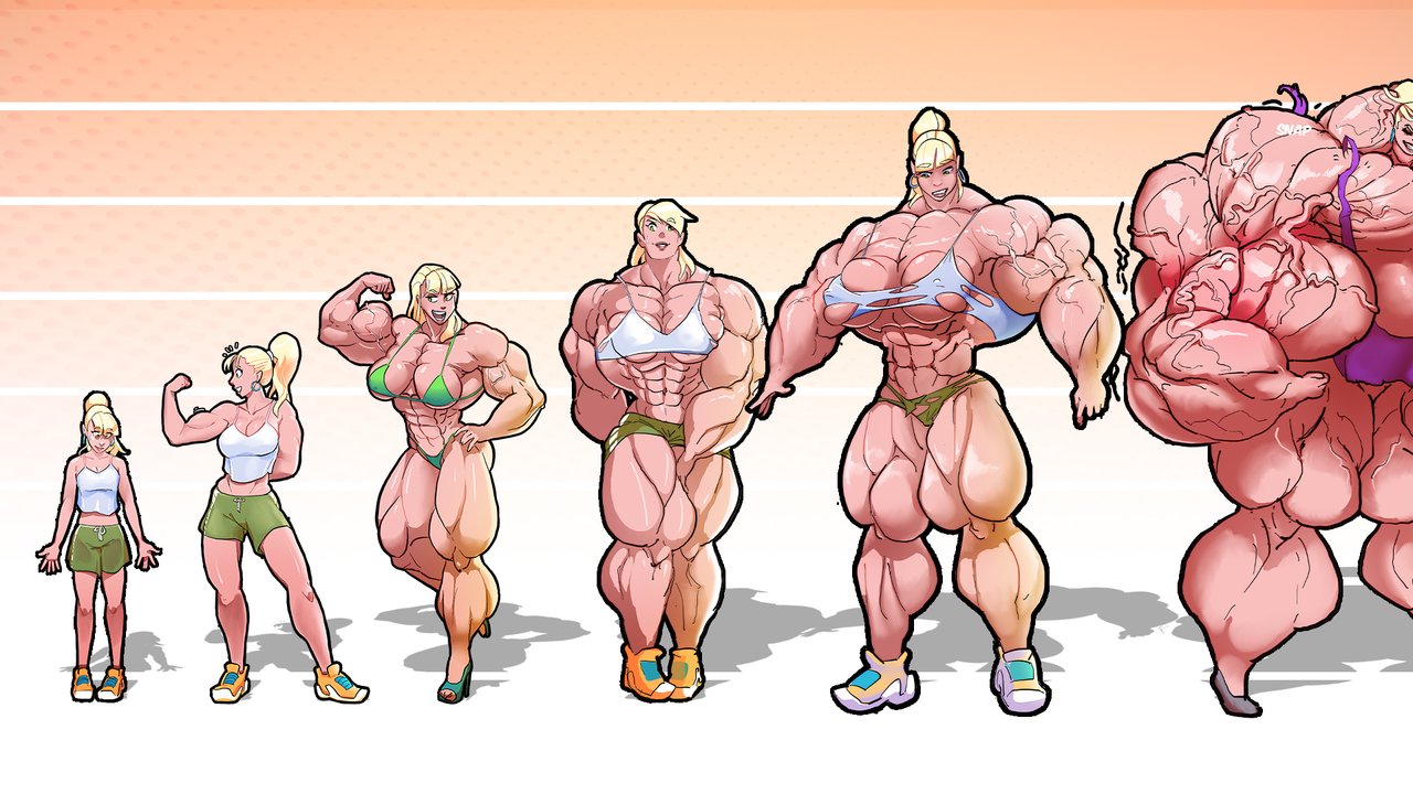 Giant Cartoon Cock Stuck - 30 Days of Female Muscle Growth Animation â€“ DUBBED â€“ Giantess, Muscles,  Massive Boobs, giant bicep flex | xHamster