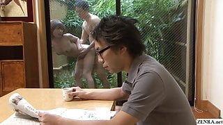 Uncensored Japanese wife has raw sex outdoors with gardener