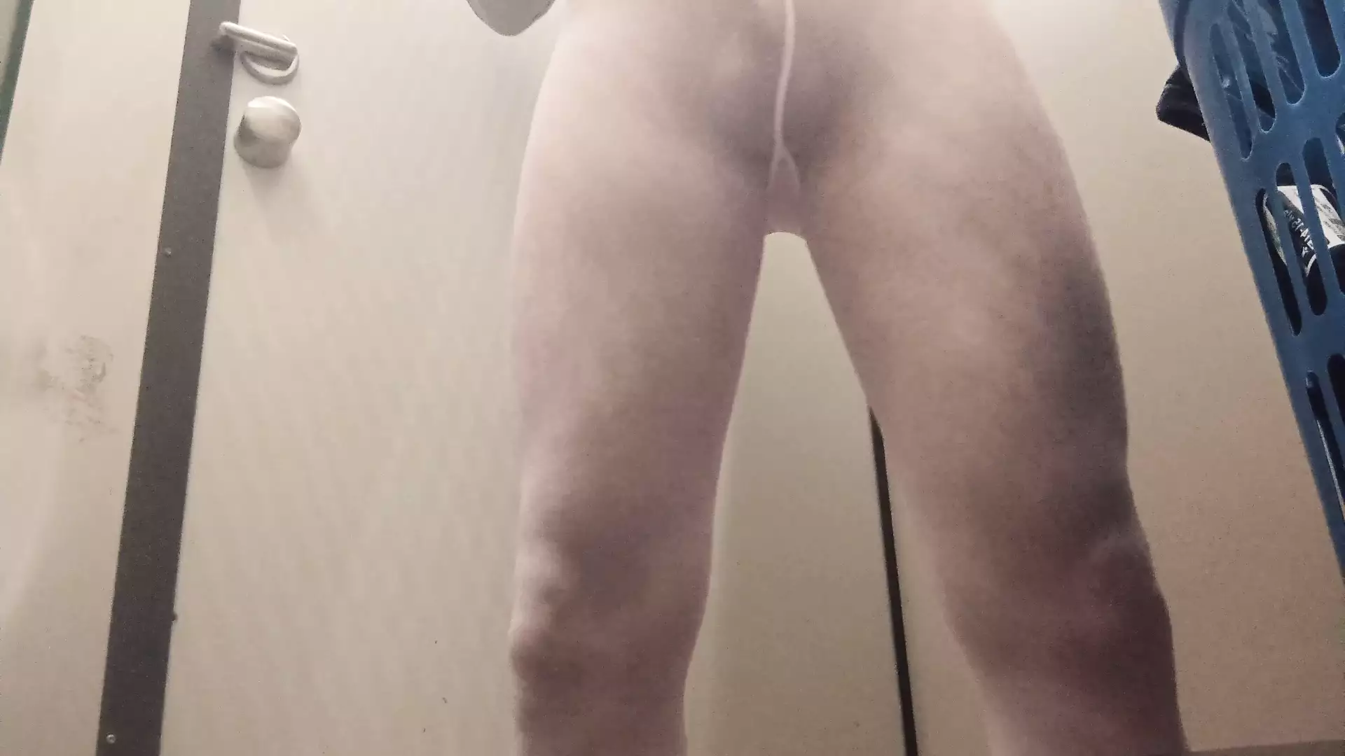 trying dance tights in changing room
