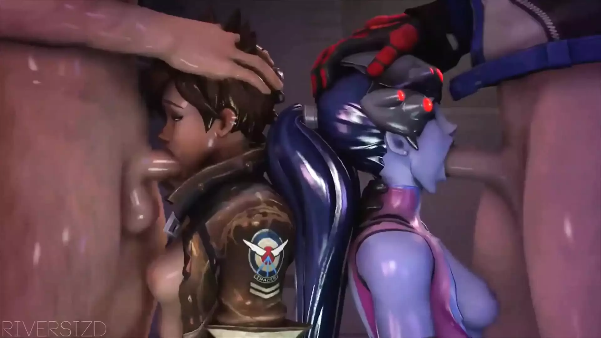Widowmaker and Tracer Both Getting Face Fucked Hard