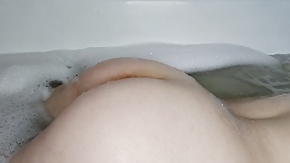 Caresses Herself in Bath and Cums with Dildo in Tight Pussy