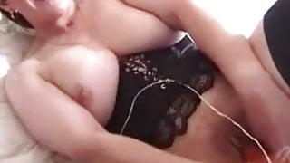 Busty Mature Fingers and Toys in Black Stockings