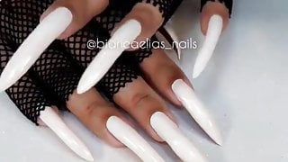 perfect and huge sexy white nails