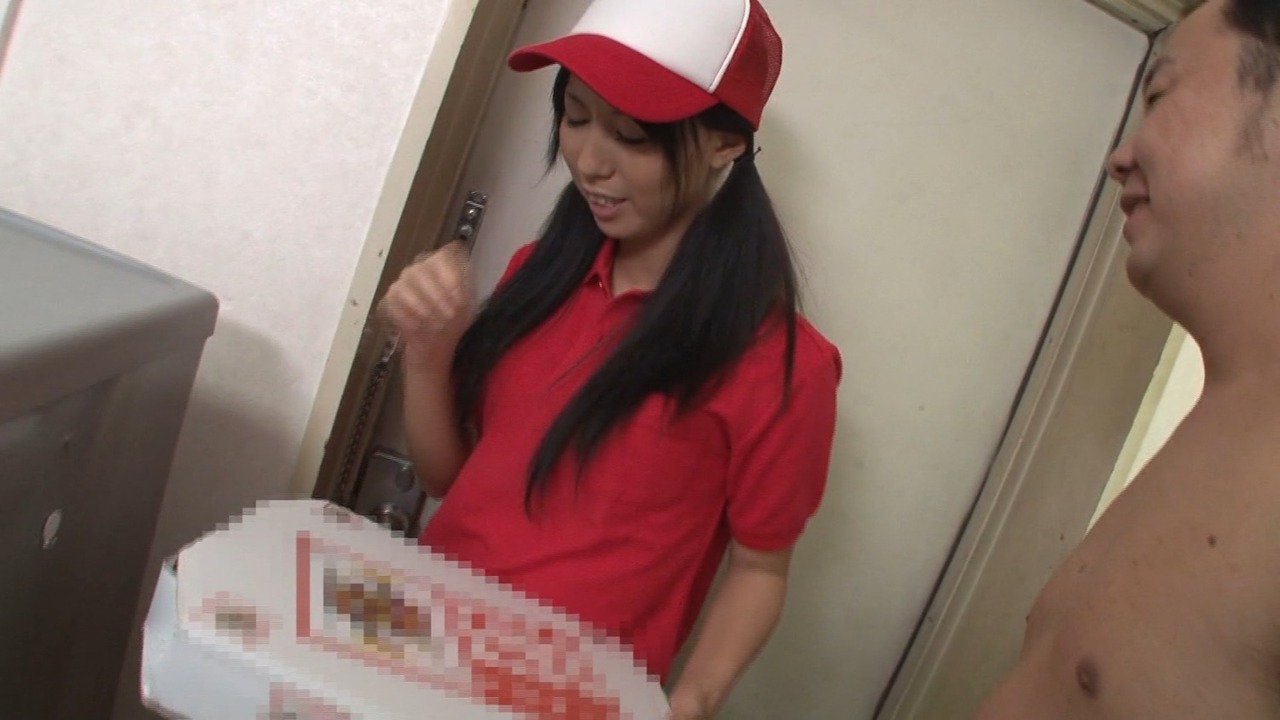 The pretty girl from the pizza delivery service is seduced photo