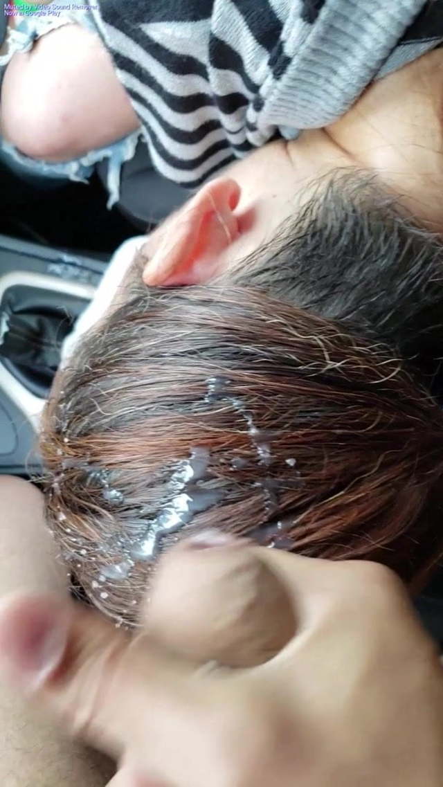 Cum on her hair