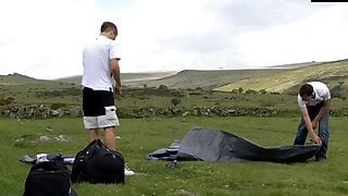 2 English lads jacking and sucking in camp tent 1