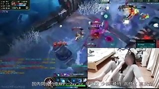 Solo Chinese girl gets wet after playing a game