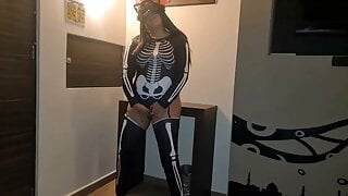 teen fucks without condom a stranger at Halloween party.
