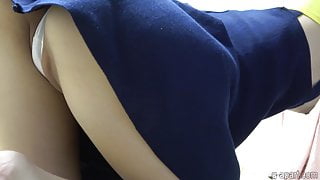 Japanese Girl Tits and Wedgie Exposed while Cleaning