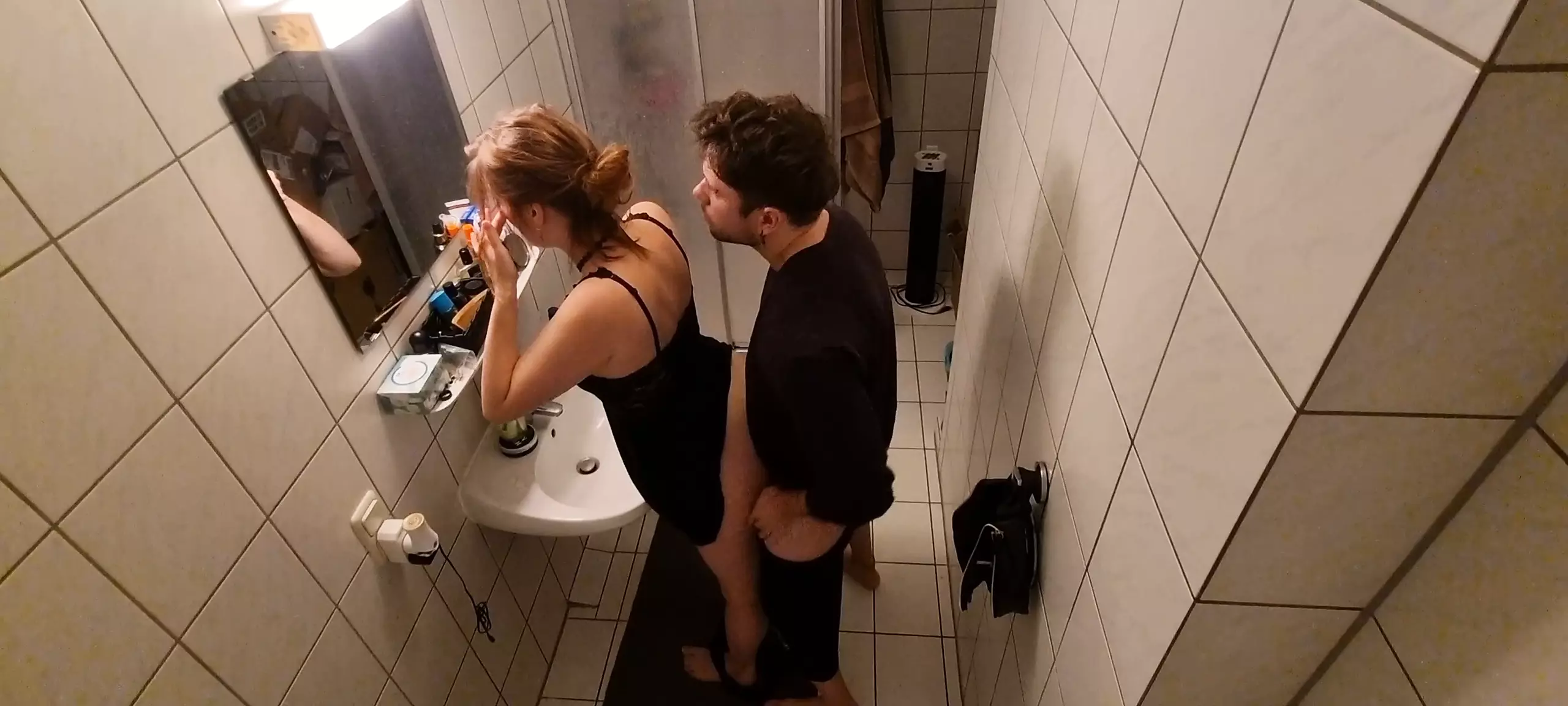 Stepsister Fucked In The Bathroom And Almost Got Caught By Stepmother photo