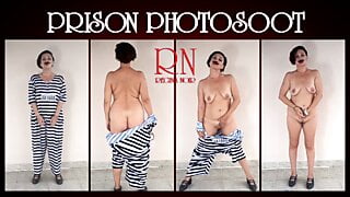 Photographing in prison. The detained lady is a prisoner of the prison. She is made to undress on camera. Cosplay. 2