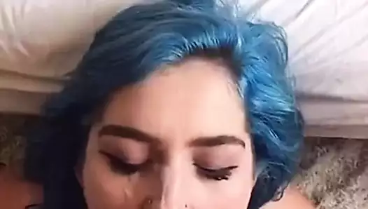 Blue Hair Bj &Amp; Cum Swallow Porn Videos
