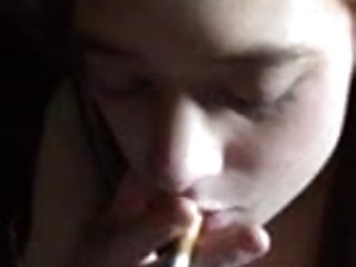 Girls putting cum on their food - He tries to put out his girls cigarette with his cum