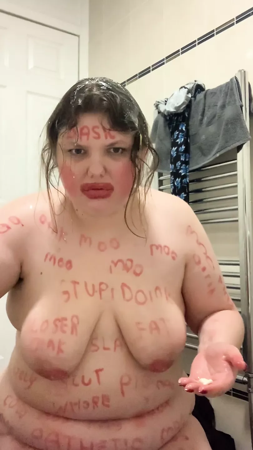 Chubby Slut Pig - Dumb Pathetic Fat Pig Humiliation and Body Writing: Porn c4 | xHamster