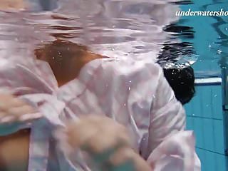 Men swimming in womens bikini - Sexy underwater teen swimming