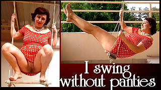 Depraved housewife swinging without panties on a swing FULL