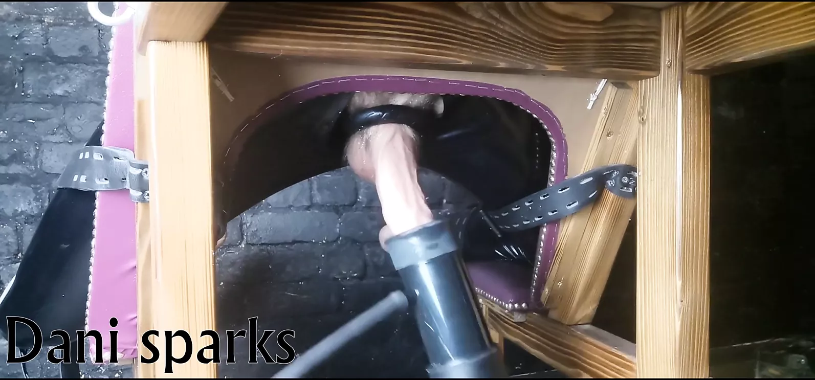 strapped to cock milking bench BDSM