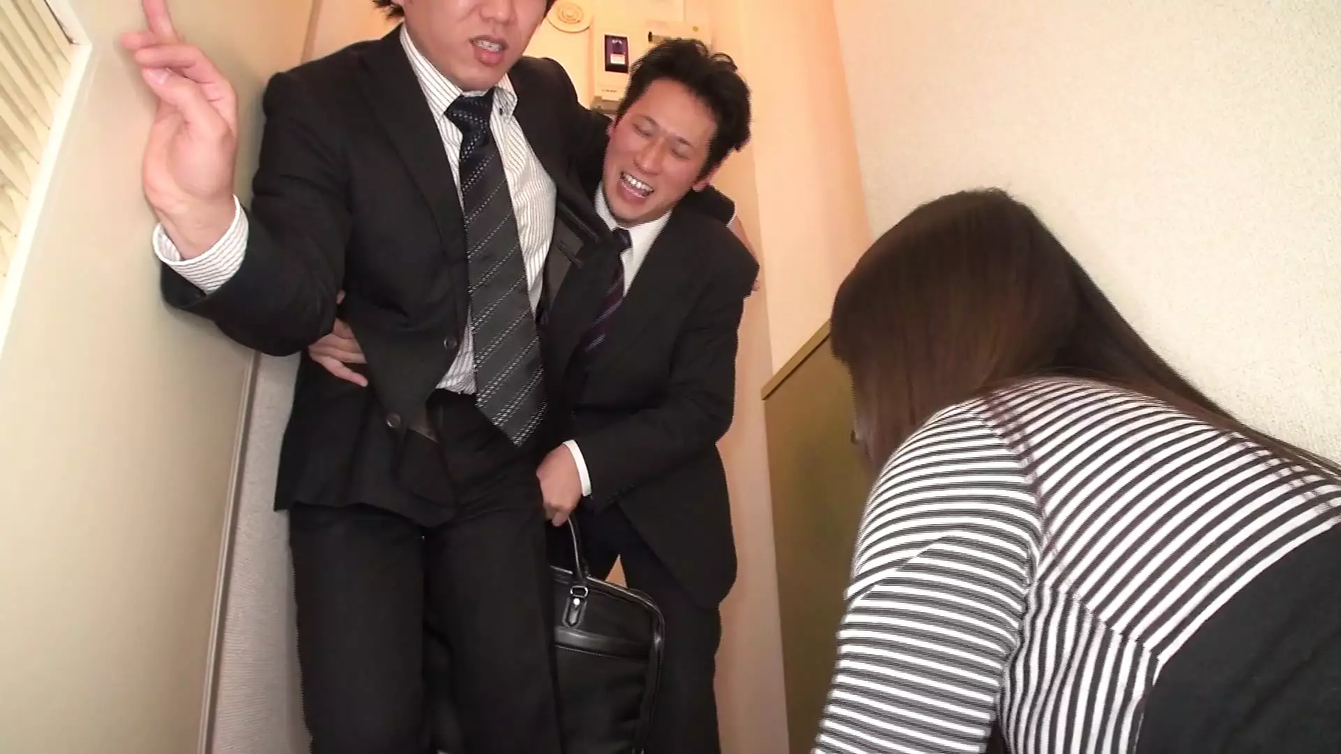 Japanese milf slut gives her cunt to her husbands coworker at dinner time! image