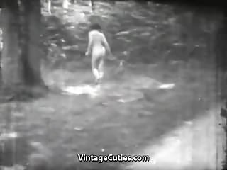 Vintage walk in cooler - Silly teenager walking through the forest 1910s vintage