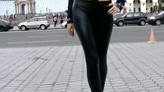 Super sexy girl in short skirt & leggings