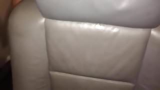 Leather car seat fuck humping cum