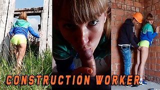 Fit girl caught by a Construction worker when she masturbate