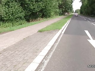 Shemale fuck pussy without condom - German skinny street hooker get fuck outside without condom