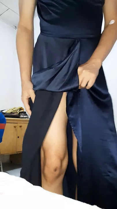 405px x 720px - Masturbation Wearing Sexy Blue Long Satin Prom Dress | xHamster