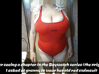 Swimsuit big tits - Granny in red swimsuit
