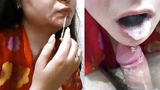 Twice cum on face and in mouth. Deep suck and ate the sperm