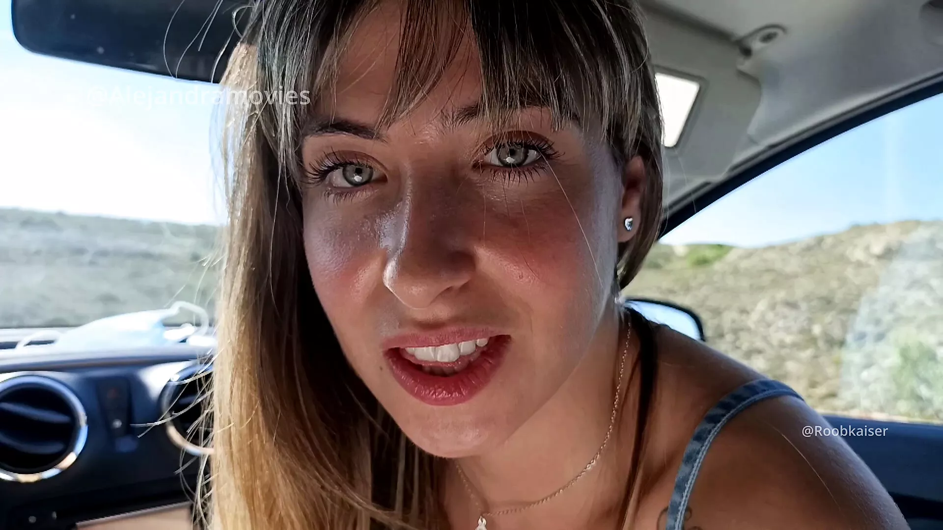 wife blows stranger in car