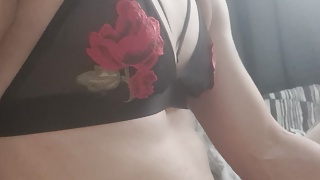 toying my ass. dildo fun in my lingerie