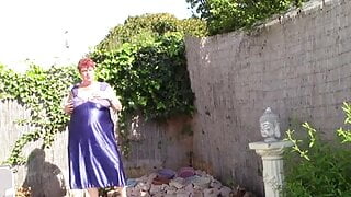 Bbw granny playing outside
