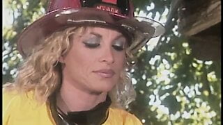 Blonde firefighters with big tits get fucked by an old hippy