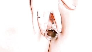 Wife anal slut playing with glass buttplug.. Anal piercing!