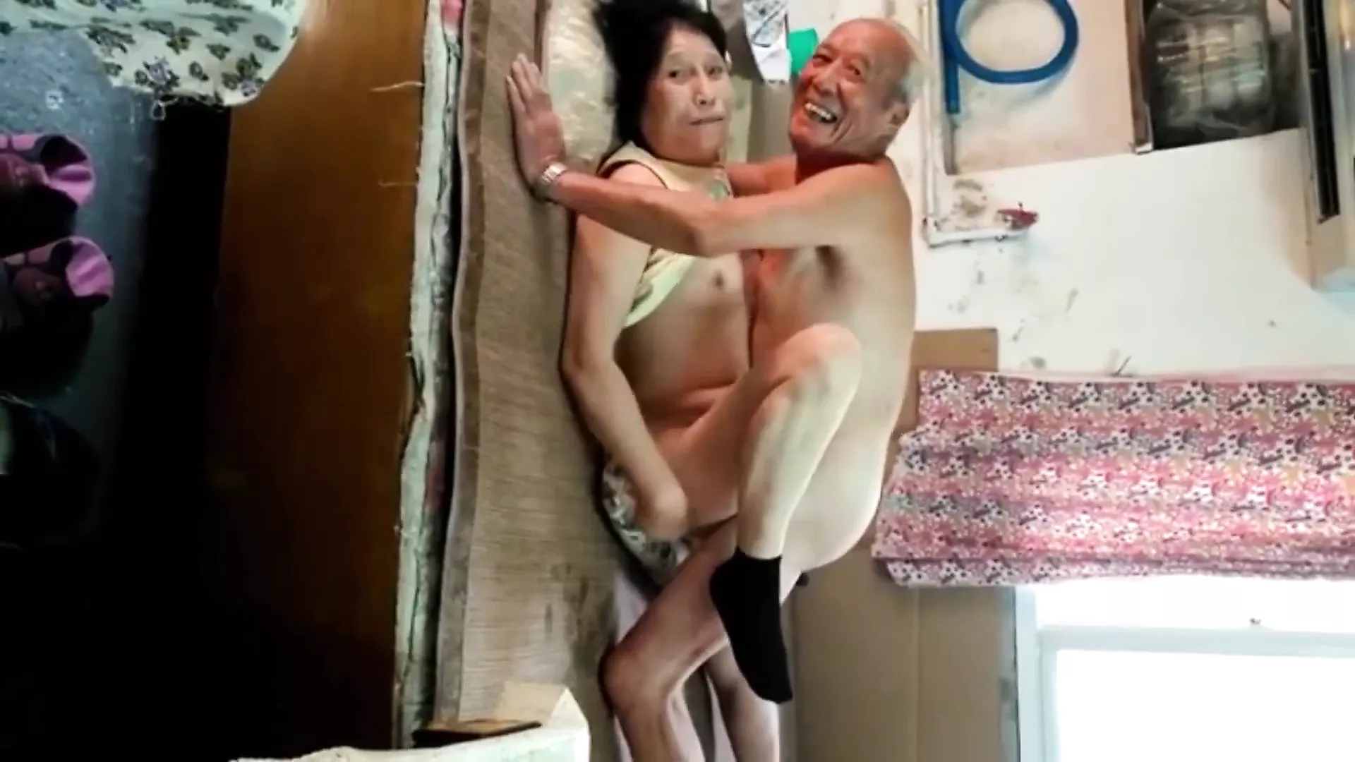 Amateur Asian Grandma And Grandpa Having