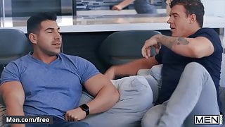 Two Big Guys Share A Twink For A Threesome - Men.com
