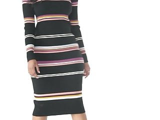 Long sleeve adult onesie - Striped long sleeve round neck sweater dress