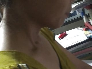 Worker copys tits on copy machine Down blouse n a asian copy shop