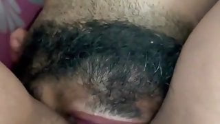 Desi wife hairy pussy getting tasted