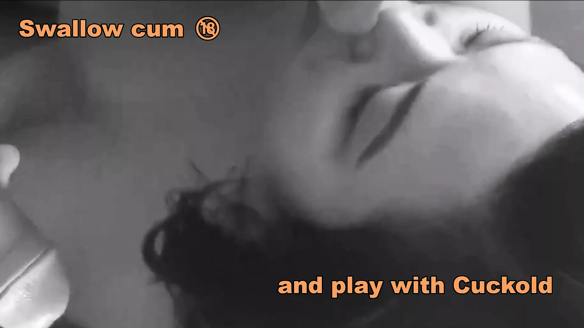 Swallowing cum in front of my cuckold image