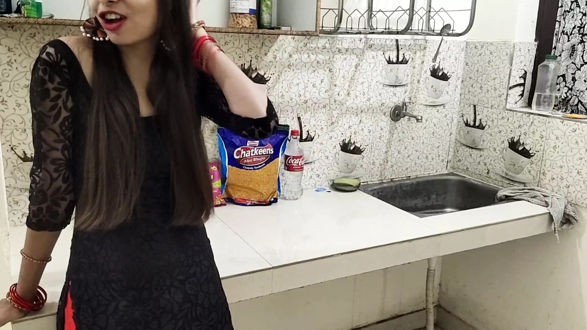 Fucked my Ex-girlfriend in the Kitchen with Hindi Audio