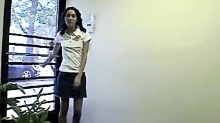 Slutty teen masturbates in her home office