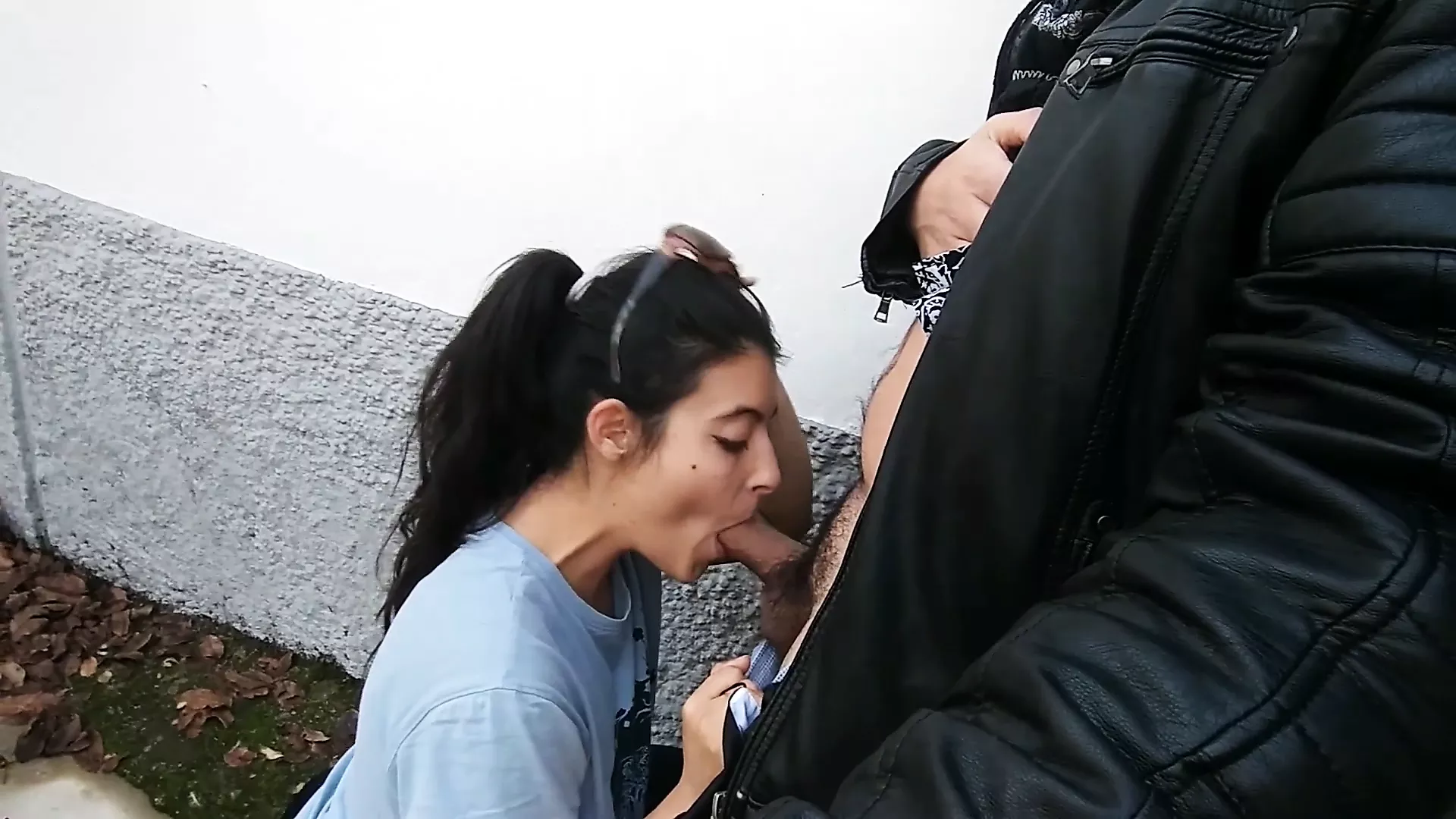 Risky Public Blowjob In The Street With Cumshot In The Mouth And They Almost Caught Us
