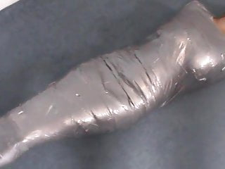 Bdsm using duct tape self bondage Blonde girl wrapped in duct tape struggles