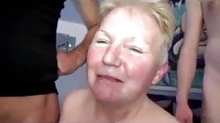 Horny Granny Takes on Two Cocks