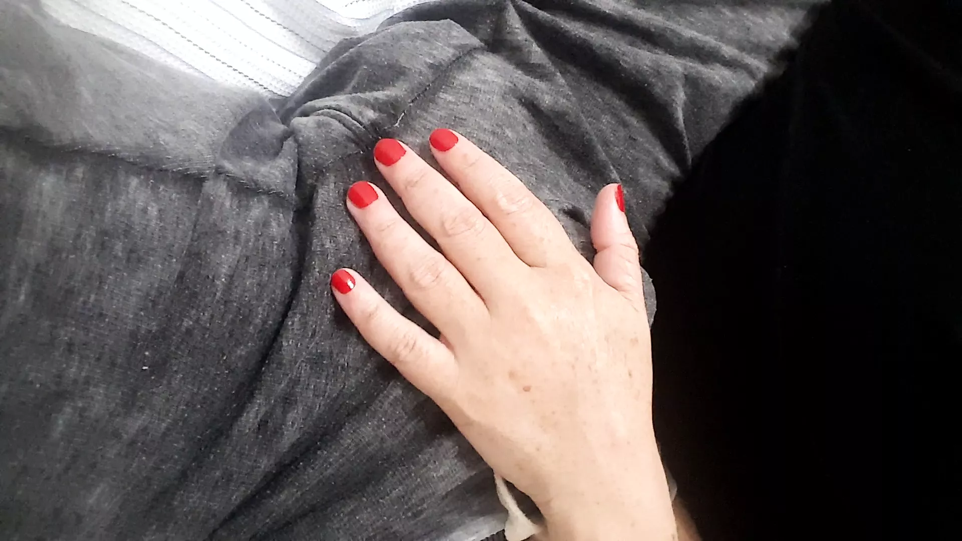 Shy older Gf touches and gropes my cock next to friends