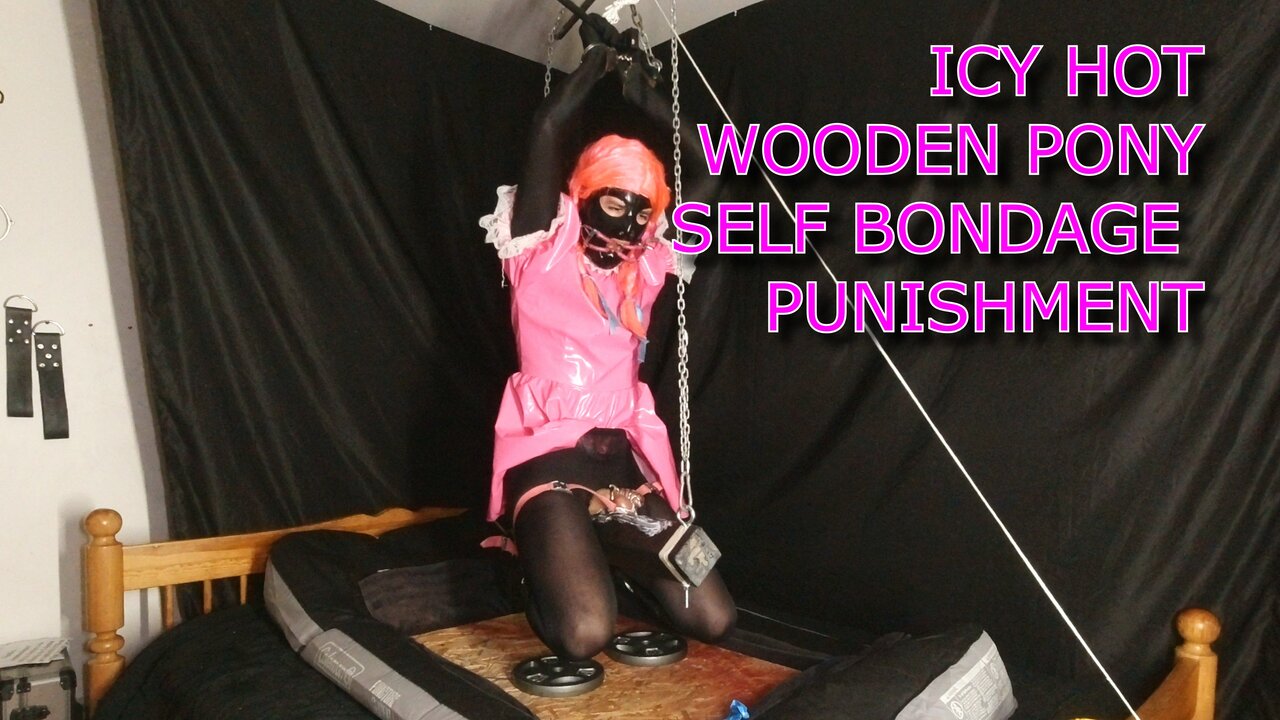 Icy Hot Wooden Pony Self Bondage Torture